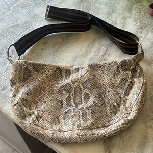 ANTHROPOLOGY Snakeskin Hobo with adjustable stripe strap